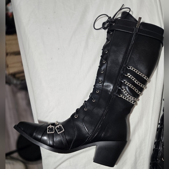 Kysbloes Women Gothic Knee Boots Sz 43 Fit Like An 11 - Picture 10 of 14